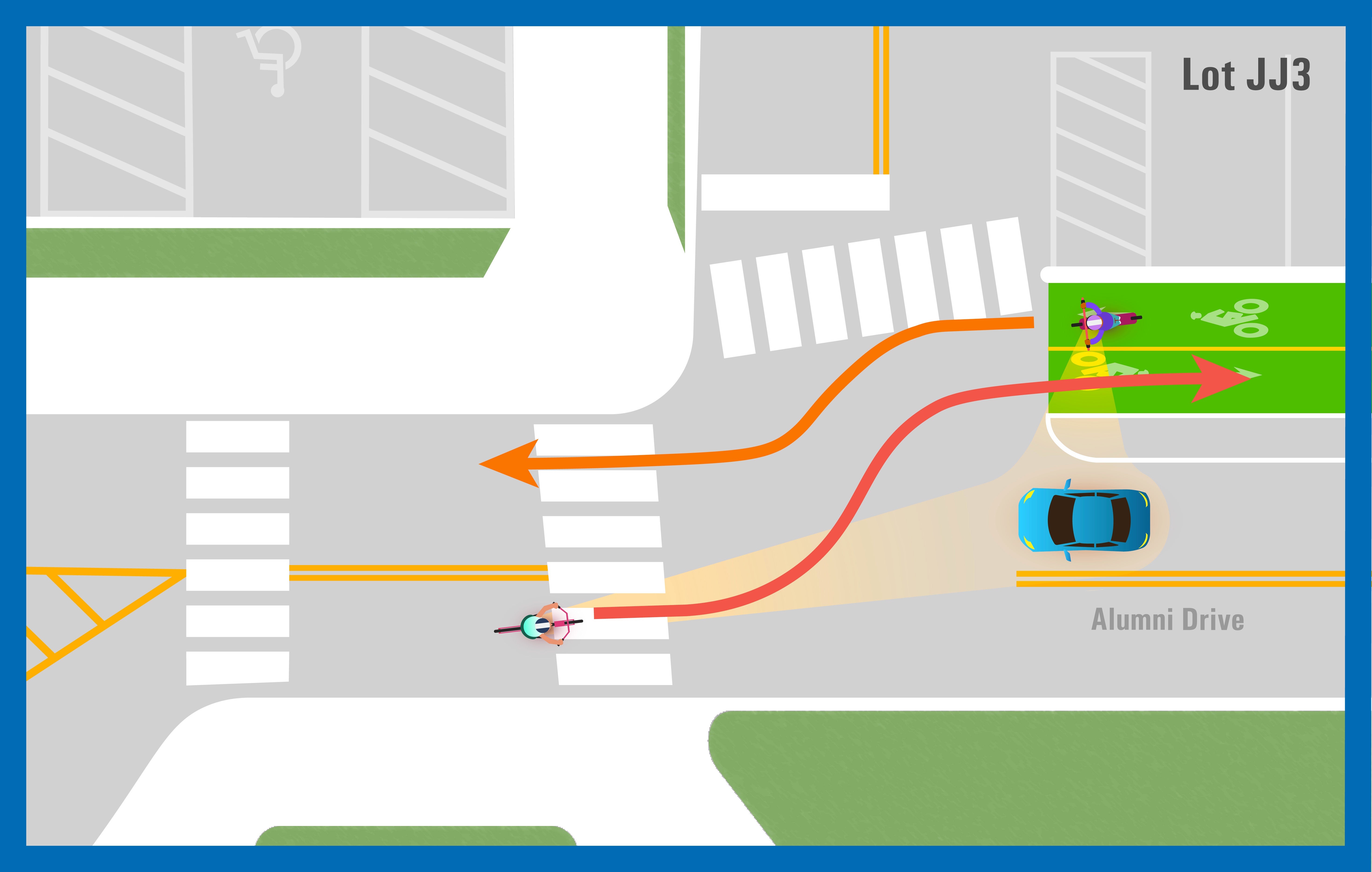 Bike yielding to traffic before entering bike lane