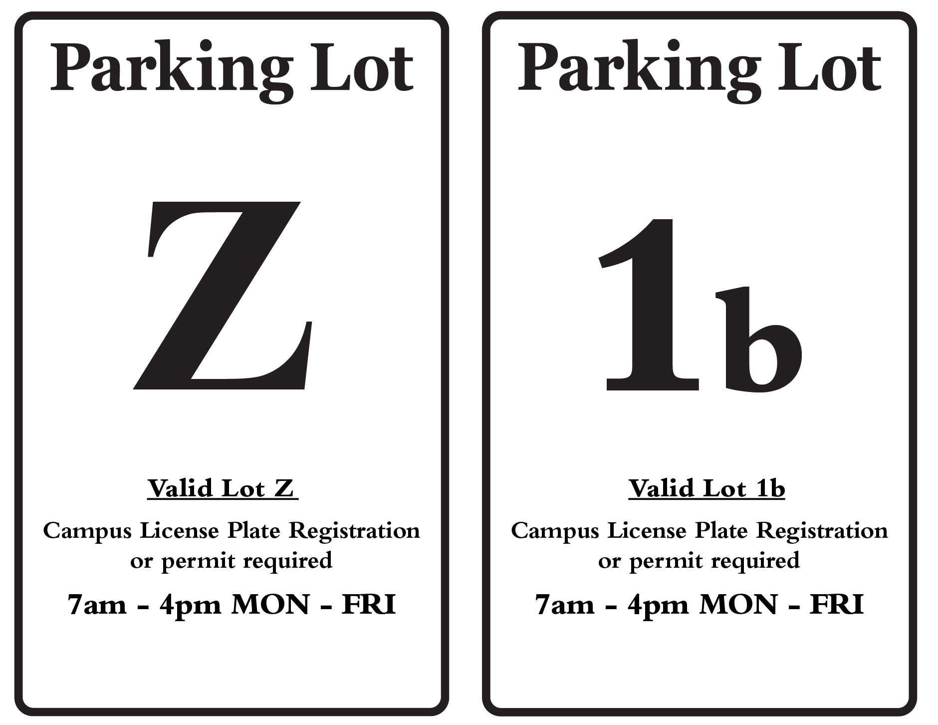 Letter VS Number : Lot Z Black Sign Lot 1b Black Sign